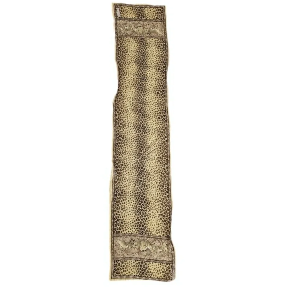 Vintage 80s Eccentric Chic Cheetah Print Lightweight Cotton Scarf